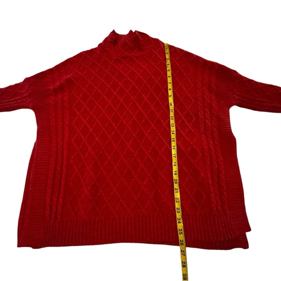 Mer Sea The Lisbon Traveler Coral orange mock neck cable knit one size - Picture 5 of 13